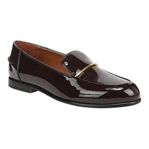 Franco Sarto Women's Mirabelle Leather Flat Loafers Brown Patent Size 9 1/2